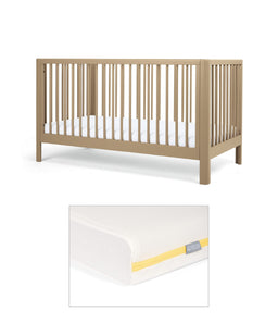 Mamas & Papas Arbor Cotbed & Essential Airflow Fibre Cotbed Mattress Bundle - Mocha