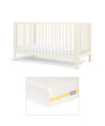 Mamas & Papas Arbor Cotbed & Essential Airflow Fibre Cotbed Mattress Bundle - White