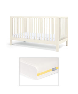 Mamas & Papas Arbor Cotbed & Essential Airflow Fibre Cotbed Mattress Bundle - White