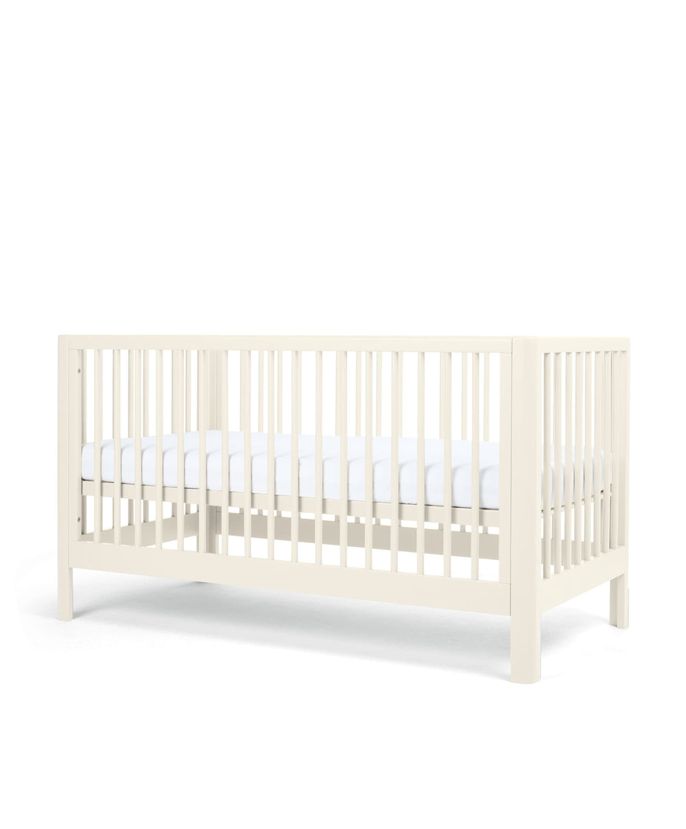 Mamas &amp; Papas Arbor Cotbed &amp; Essential Airflow Fibre Cotbed Mattress Bundle - White