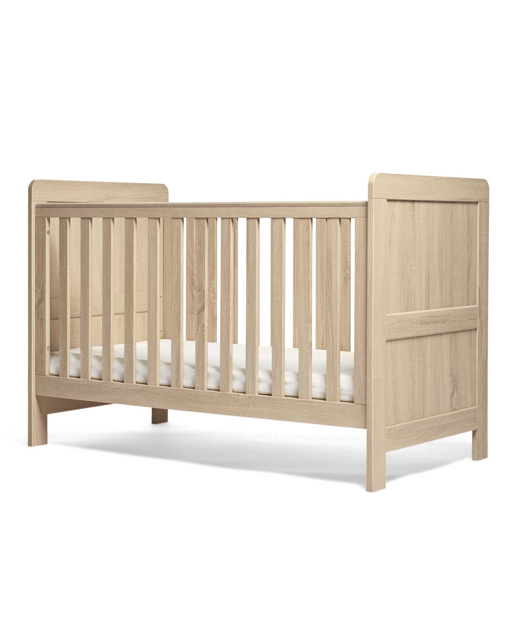 Mamas &amp; Papas Atlas Nursery Furniture Set &amp; Essential Airflow Pocket Spring Cotbed Mattress Bundle - Light Oak