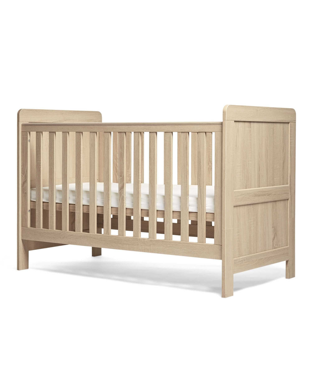 Mamas &amp; Papas Atlas Nursery Furniture Set &amp; Essential Airflow Pocket Spring Cotbed Mattress Bundle - Light Oak