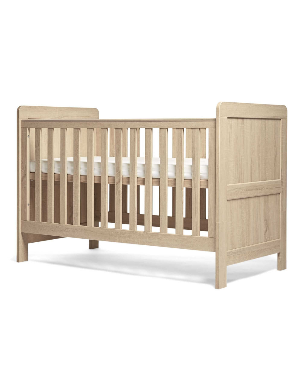 Mamas &amp; Papas Atlas Nursery Furniture Set &amp; Essential Airflow Pocket Spring Cotbed Mattress Bundle - Light Oak