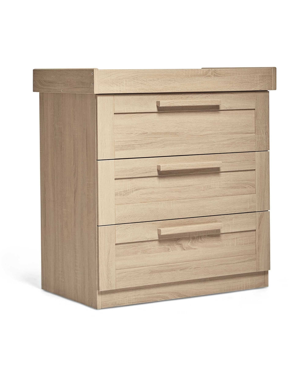 Mamas &amp; Papas Atlas Nursery Furniture Set &amp; Essential Airflow Pocket Spring Cotbed Mattress Bundle - Light Oak
