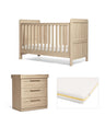 Mamas & Papas Atlas Nursery Furniture Set & Essential Airflow Pocket Spring Cotbed Mattress Bundle - Light Oak