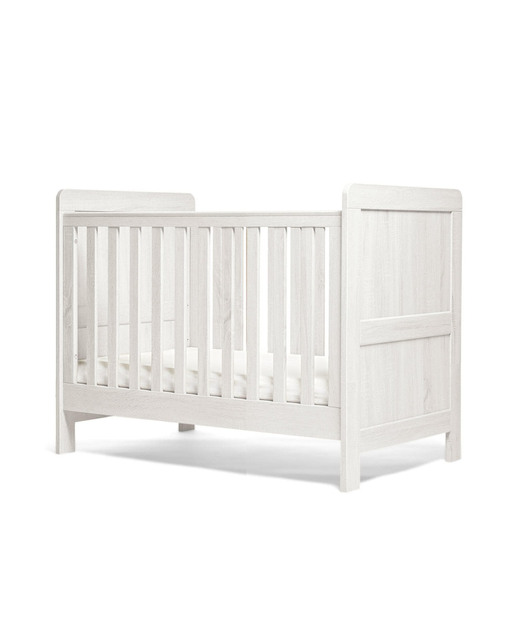 Mamas &amp; Papas Atlas Small Cotbed Bundle with Essential Airflow Pocket Spring Mattress (4 Piece) - White