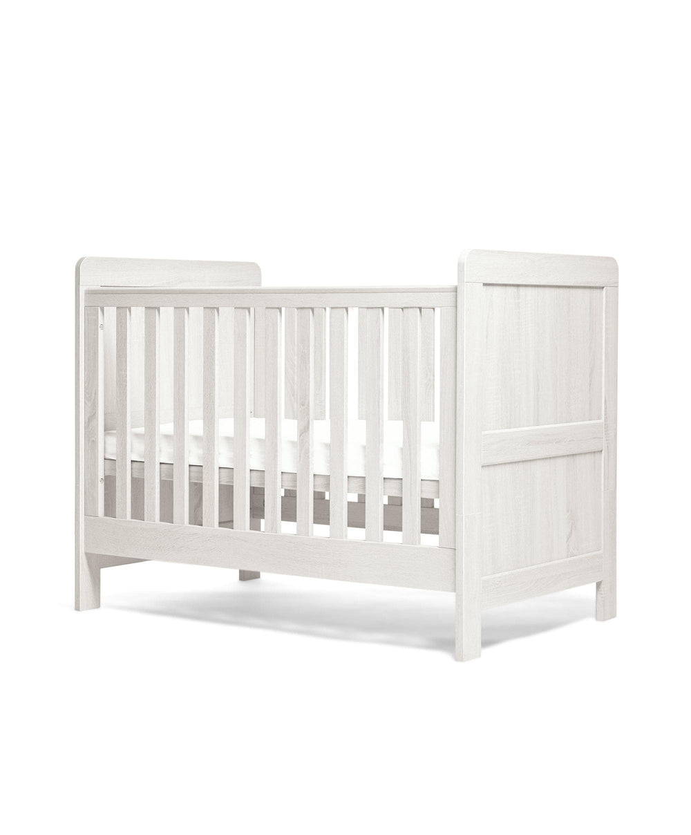 Mamas &amp; Papas Atlas Small Cotbed Bundle with Essential Airflow Pocket Spring Mattress (4 Piece) - White