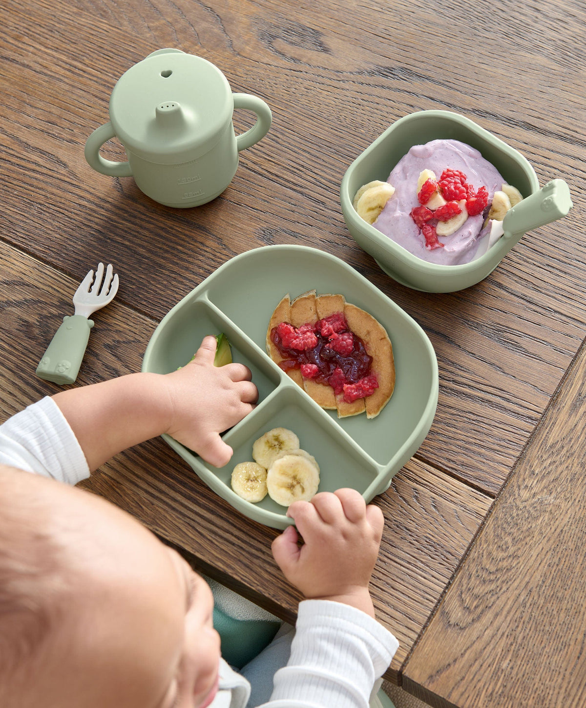 Mamas & Papas Baby Weaning First Mealtime Silicone Set - Kiwi