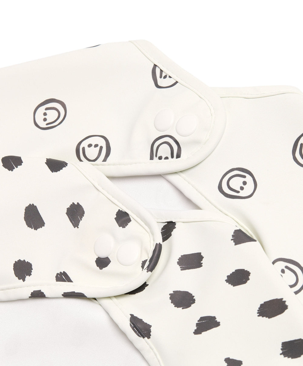 Mamas &amp; Papas Baby Weaning Mamas &amp; Papas X Another Fox 2PK Long Sleeved Bibs - Faces/Cheetah Spot