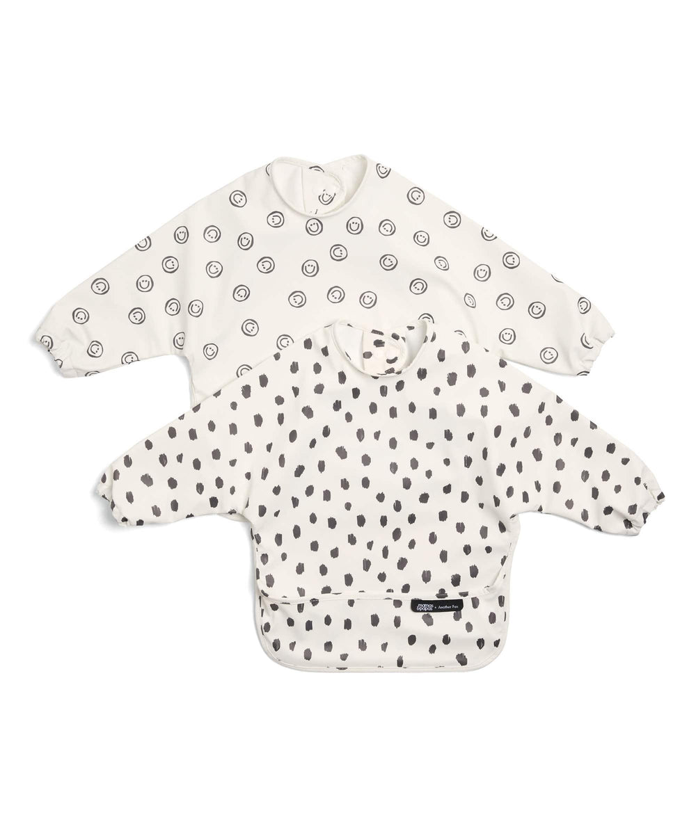 Mamas &amp; Papas Baby Weaning Mamas &amp; Papas X Another Fox 2PK Long Sleeved Bibs - Faces/Cheetah Spot
