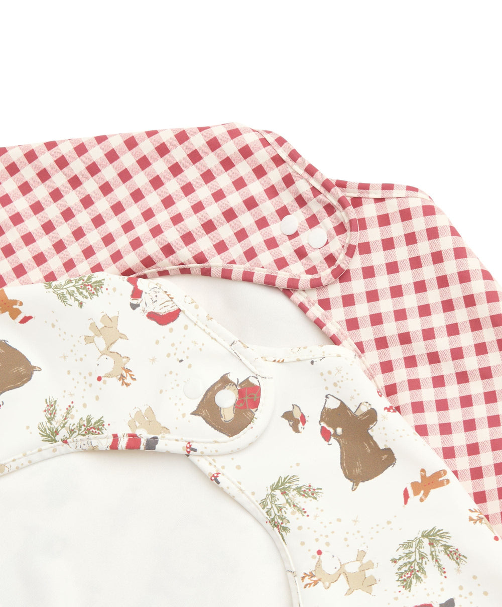 Mamas &amp; Papas Baby Weaning Santa &amp; Friends Long Sleeved Bibs Pack of 2
