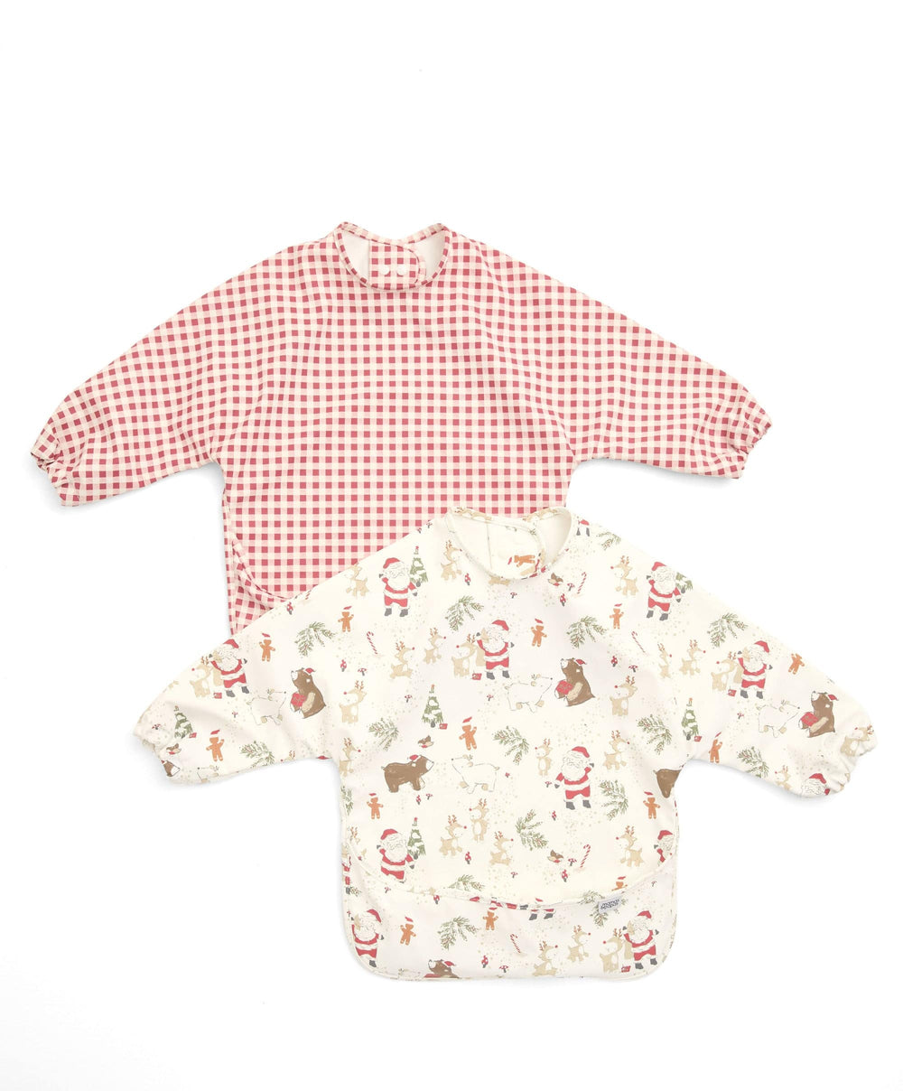 Mamas &amp; Papas Baby Weaning Santa &amp; Friends Long Sleeved Bibs Pack of 2
