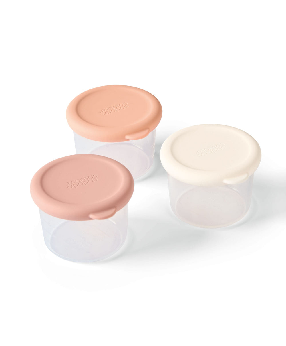Mamas &amp; Papas Baby Weaning Silicone Storage Pots Small - Peach/Cream