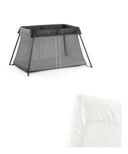 Mamas & Papas Babybjorn Travel Cot Light Bundle with Fitted Sheet - Black