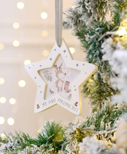 Mamas & Papas Baubles Star Frame Christmas Bauble - White