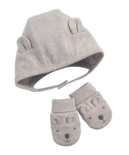 Mamas & Papas Bear Ear Hat & Mittens Set - Sand