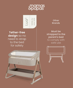 Mamas & Papas Bedside Sleeping Lua 2 Bedside Crib - Mocha