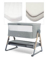 Mamas & Papas Bedside Sleeping Lua Bedside Crib and Sheet Bundle - Grey Star/Grey Stripe
