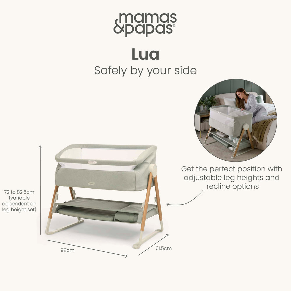 Mamas &amp; Papas Bedside Sleeping Lua Bedside Crib - Fawn