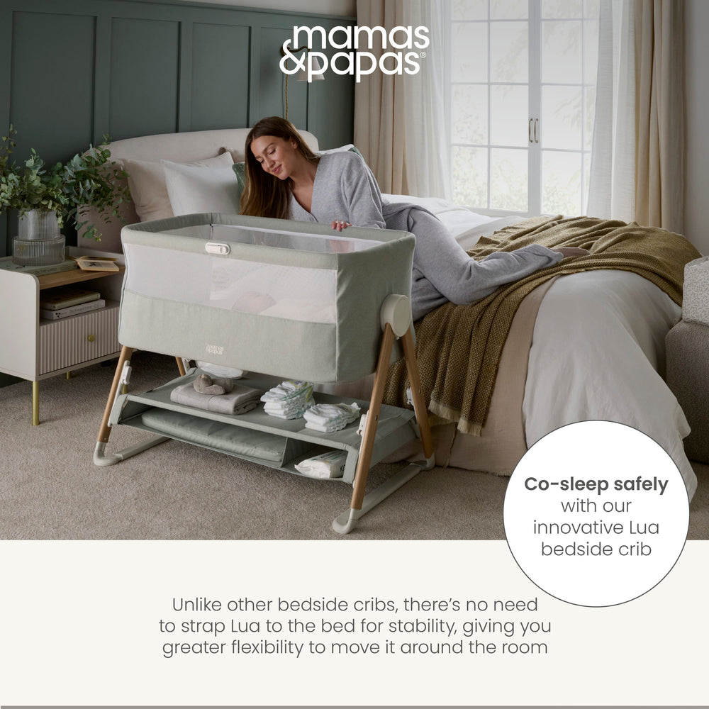 Mamas &amp; Papas Bedside Sleeping Lua Bedside Crib - Fawn