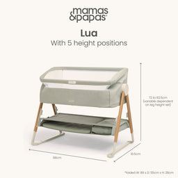 Mamas & Papas Bedside Sleeping Lua Bedside Crib - Grey