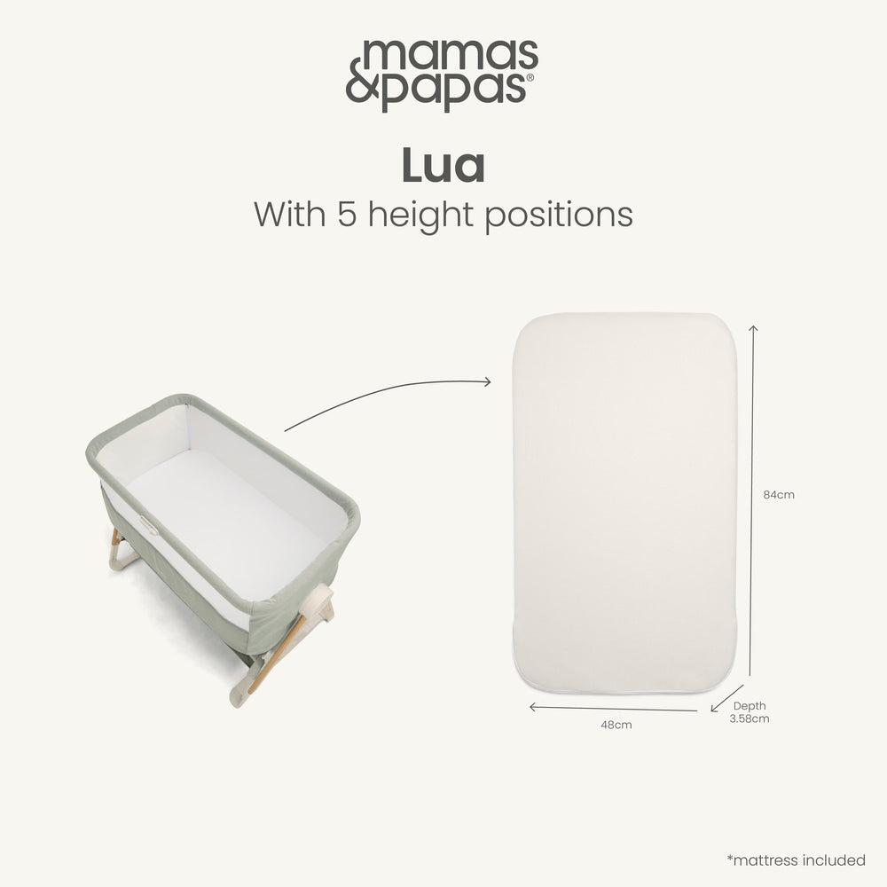 Mamas &amp; Papas Bedside Sleeping Lua Bedside Crib - Grey