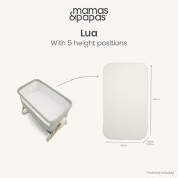 Mamas & Papas Bedside Sleeping Lua Bedside Crib - Grey