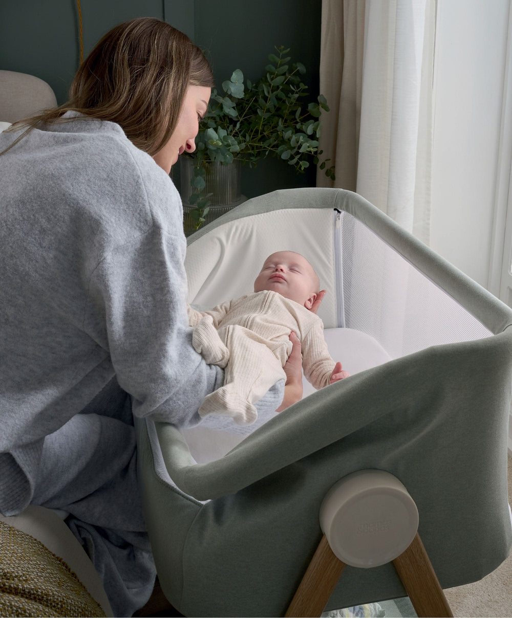 Mamas &amp; Papas Bedside Sleeping Lua Bedside Crib - Sage