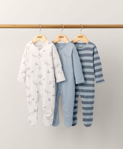 Mamas & Papas Beneath The Ice Sleepsuits (3 pack) - Blue
