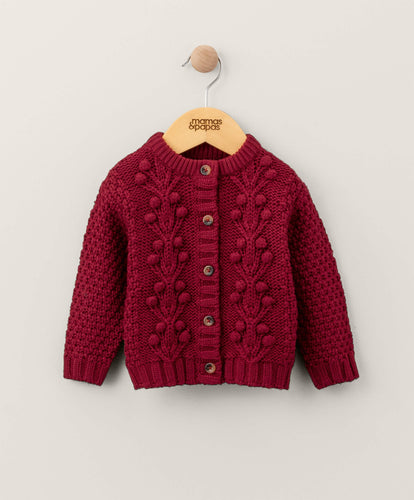 Mamas & Papas Berry Red Knitted Cardigan