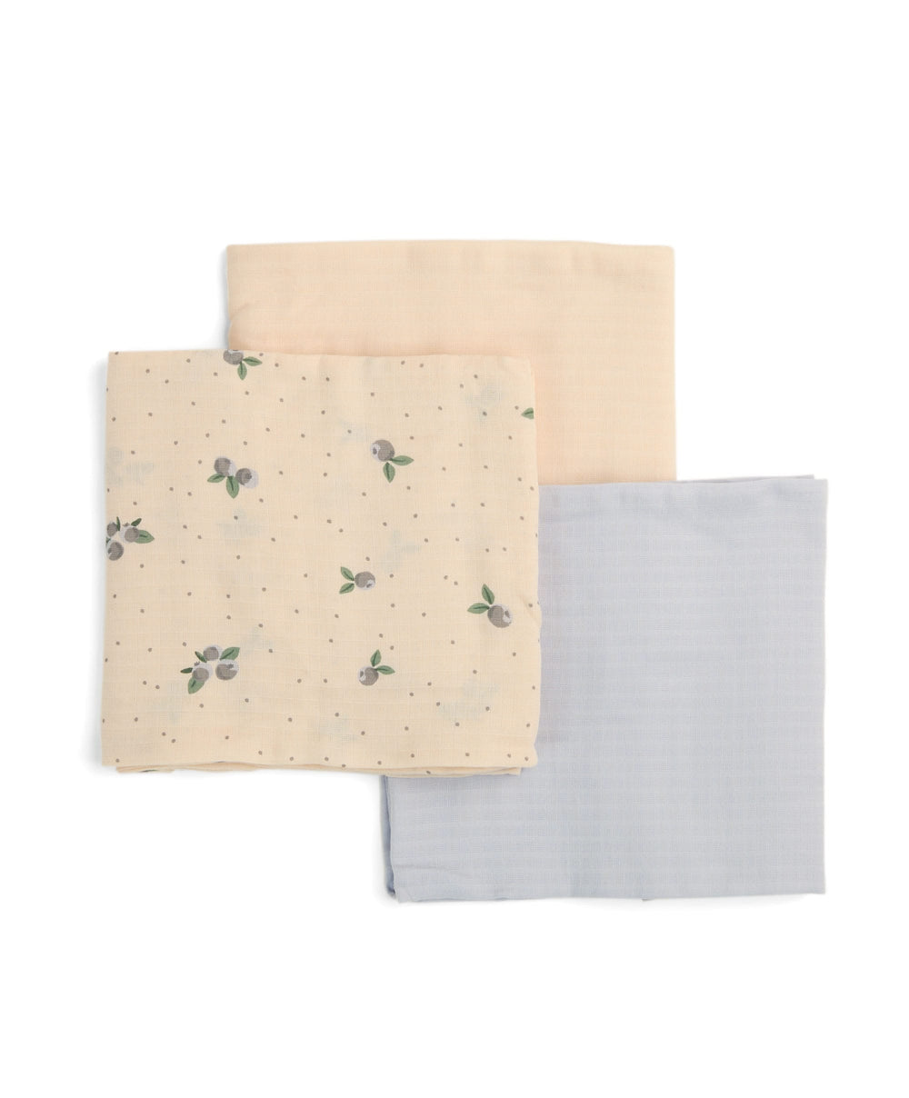 Mamas &amp; Papas Bibs &amp; Muslins 3Pk Muslin Squares Large - Blueberry