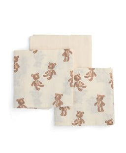 Mamas & Papas Bibs & Muslins Large Muslin Squares (3 Pack) - Brown Bear