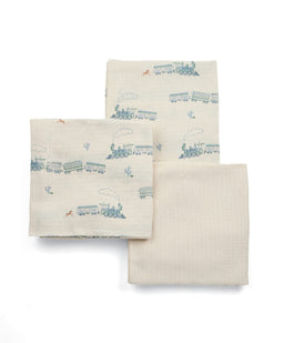 Mamas & Papas Bibs & Muslins Large Muslin Squares (3 Pack) - Train