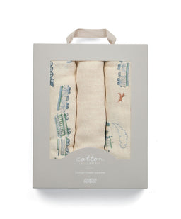 Mamas & Papas Bibs & Muslins Large Muslin Squares (3 Pack) - Train