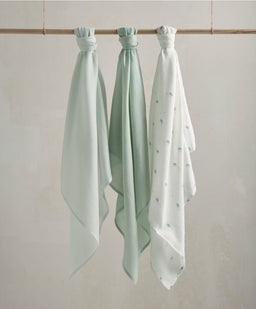 Mamas & Papas Bibs & Muslins Large Turtle Muslin Cloths - 3 Pack