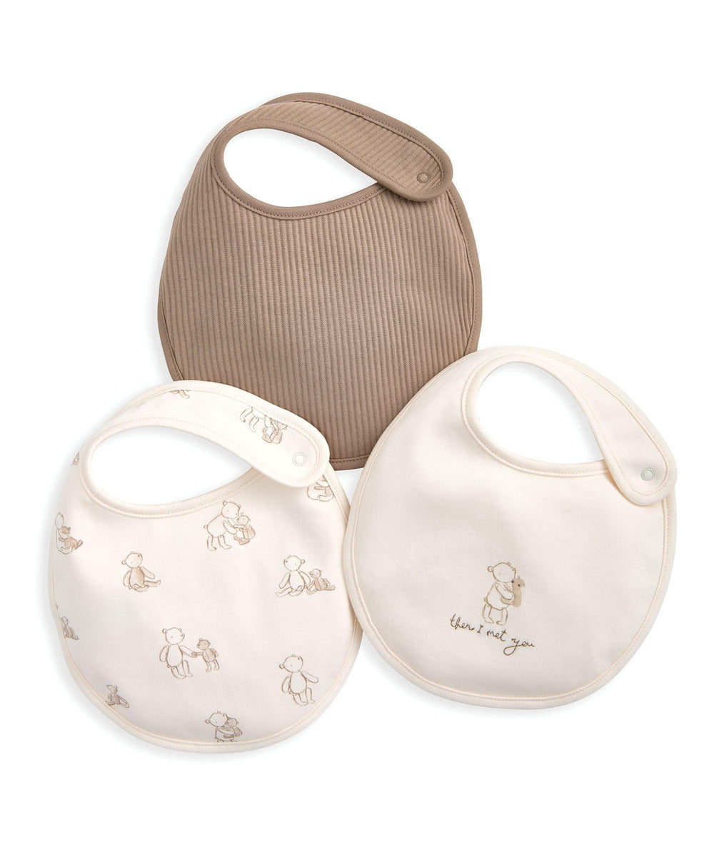 Mamas &amp; Papas Bibs &amp; Muslins One Size Bear Print &amp; Embroidered Bibs (Pack of 3)
