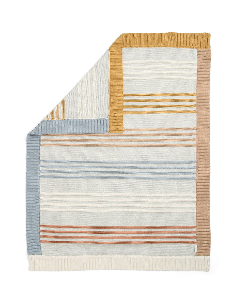 Mamas &amp; Papas Blankets Cotton Essentials Knitted Blanket - Multi Colour Striped