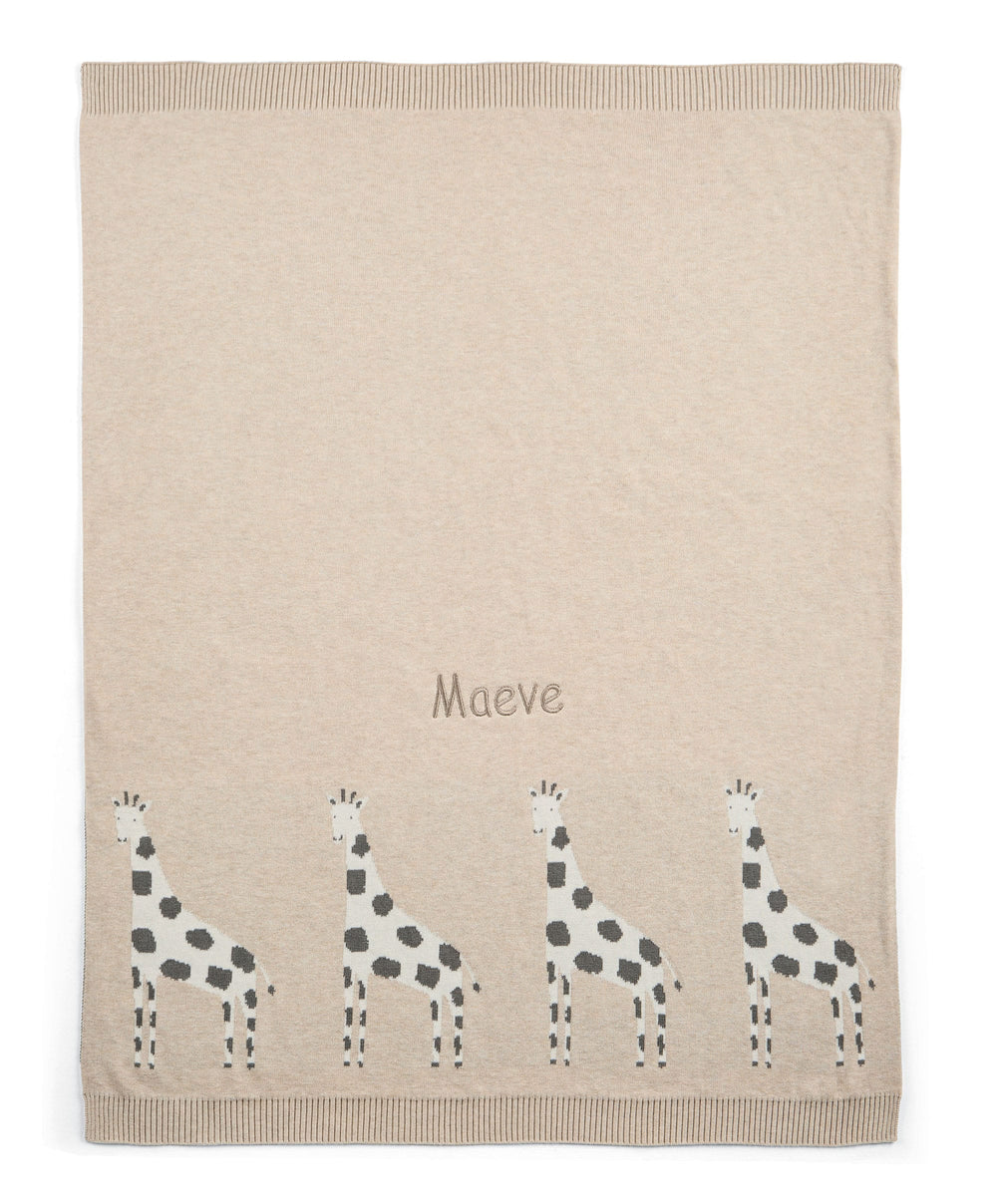 Mamas &amp; Papas Blankets Giraffe Knitted Blanket - Oatmeal