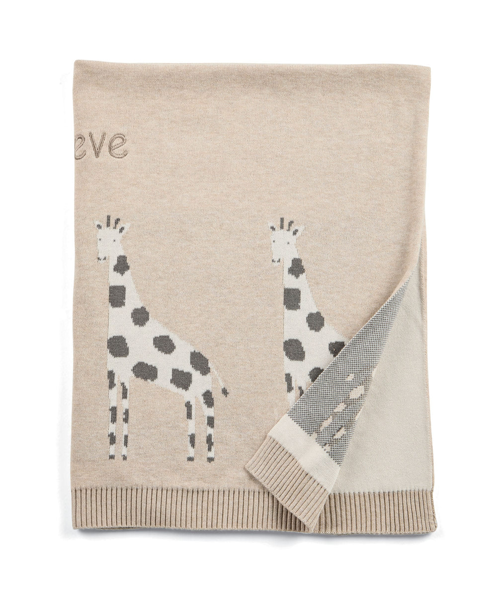 Mamas &amp; Papas Blankets Giraffe Knitted Blanket - Oatmeal