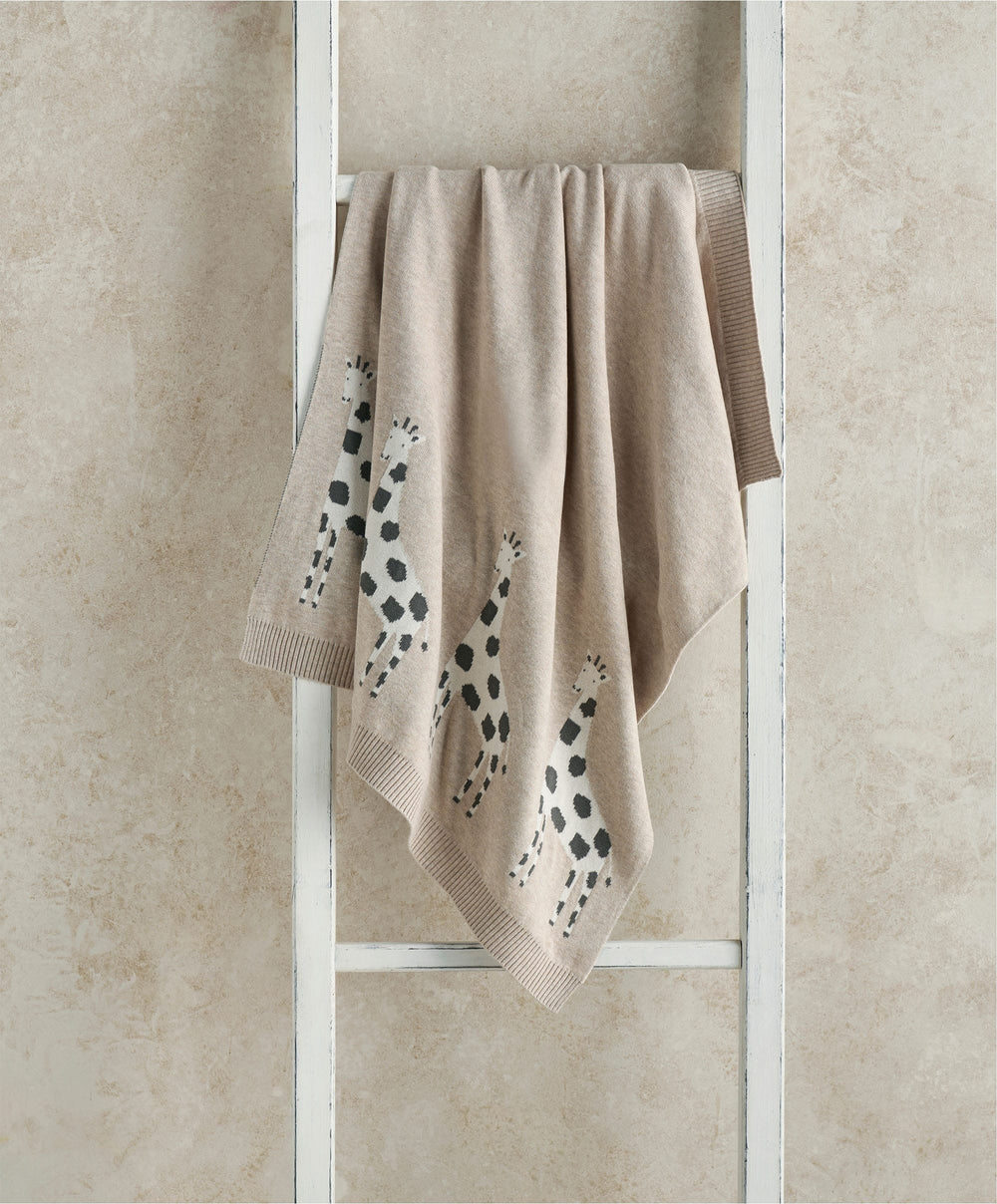 Mamas &amp; Papas Blankets Giraffe Knitted Blanket - Oatmeal