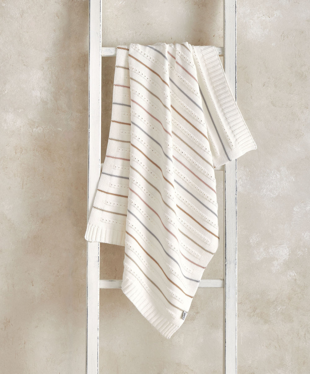 Mamas &amp; Papas Blankets Knitted Blanket - Neutral Stripe