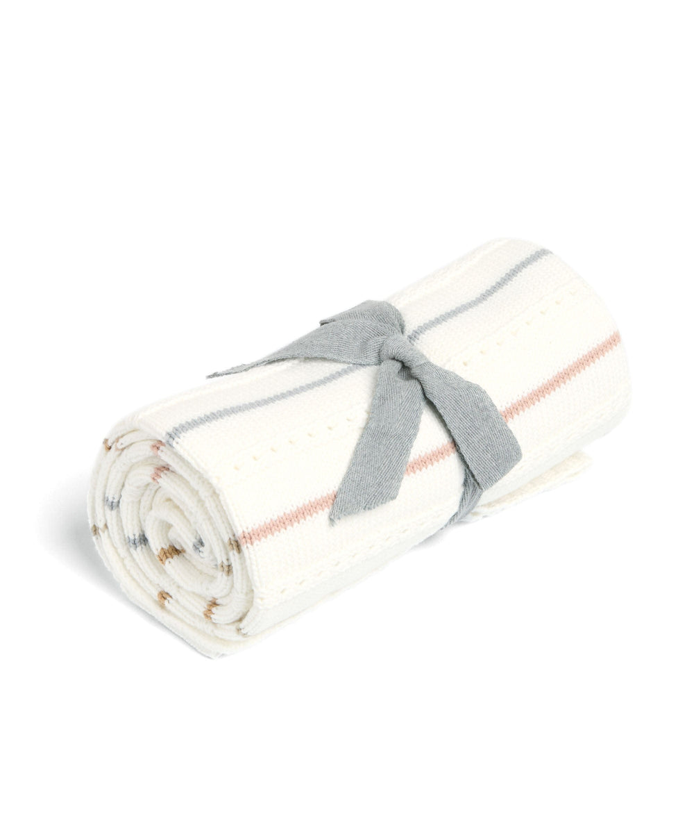 Mamas &amp; Papas Blankets Knitted Blanket - Neutral Stripe