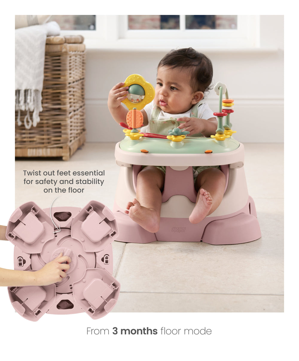 Mamas &amp; Papas Booster Seats Bug 3-in-1 Floor &amp; Booster Seat with Activity Tray - Blossom
