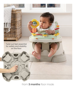Mamas & Papas Booster Seats Bug 3-in-1 Floor & Booster Seat with Activity Tray - Clay