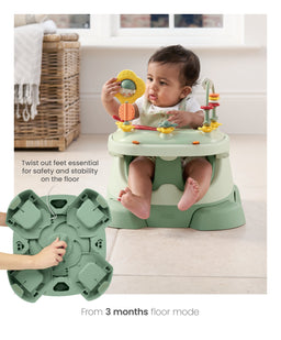 Mamas & Papas Booster Seats Bug 3-in-1 Floor & Booster Seat with Activity Tray - Eucalyptus