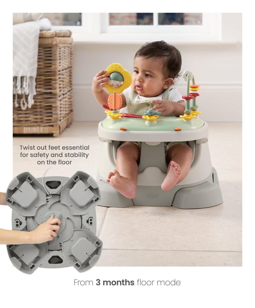 Mamas &amp; Papas Booster Seats Bug 3-in-1 Floor &amp; Booster Seat with Activity Tray - Pebble Grey