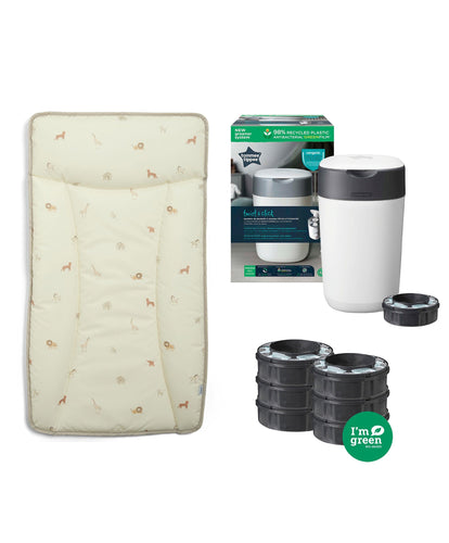 Mamas & Papas Born to be Wild Changing Mat Bundle with Tommee Tippee Nappy Bin & Cassettes