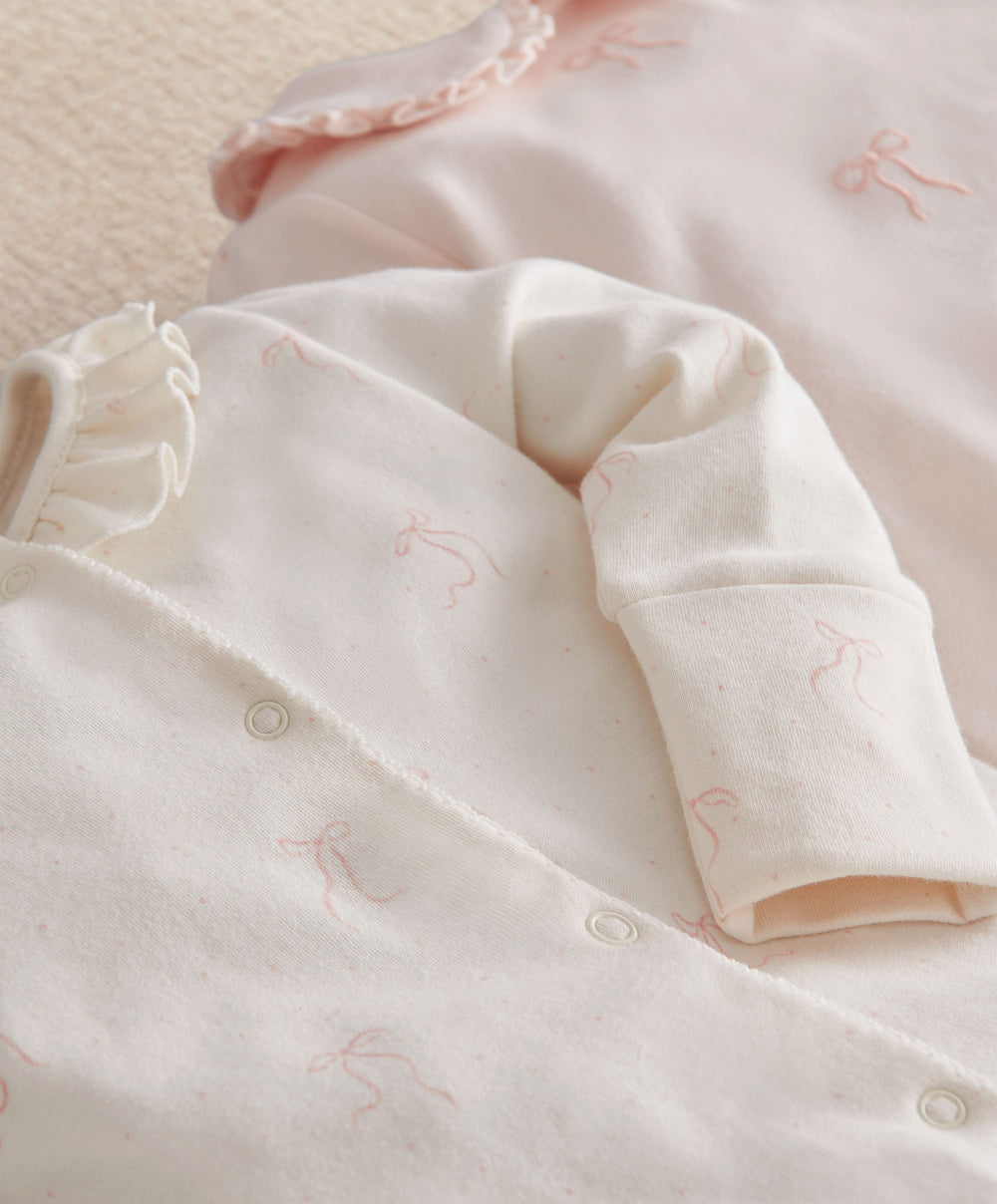 Mamas &amp; Papas Bow Velcro Sleepsuit (Pack of 3)