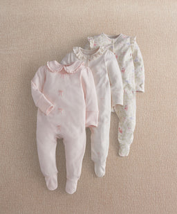 Mamas & Papas Bow Velcro Sleepsuit (Pack of 3)