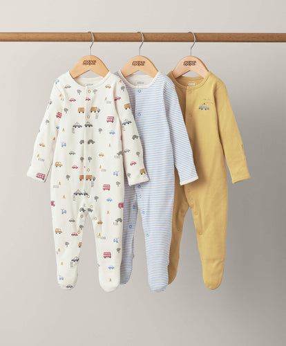 Mamas & Papas Brum Brum Sleepsuits (3 Pack)